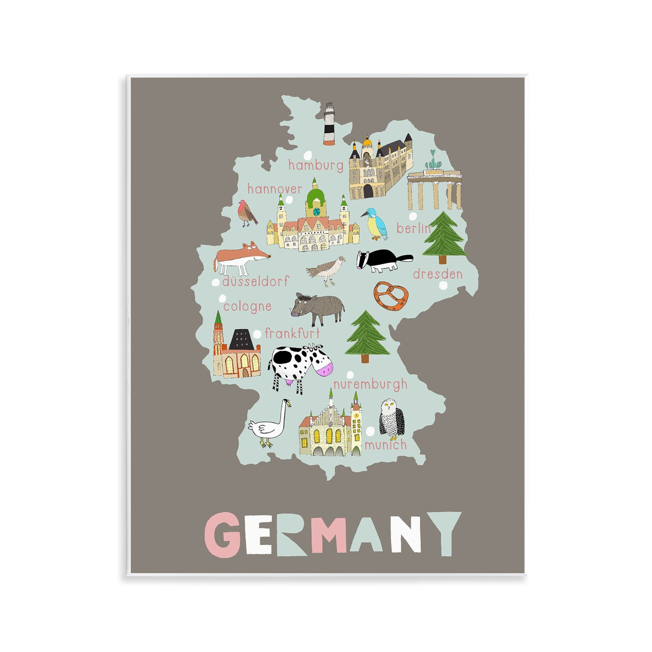 Stupell Industries Kid's Map of Germany Wall Plaque, design by Carla Daly